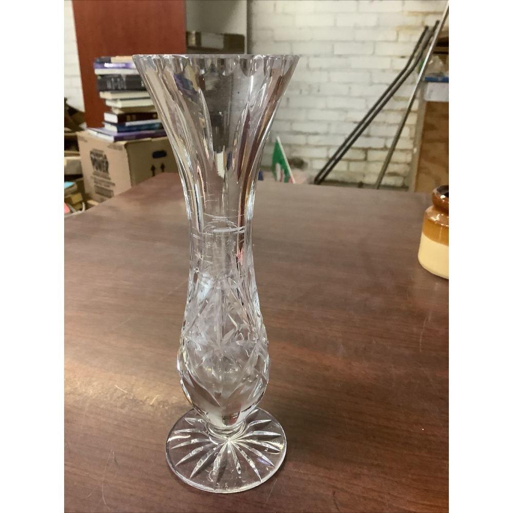 Bohemia Czech Republic Hand Cut Lead Crystal Bud Vase 7" Tall